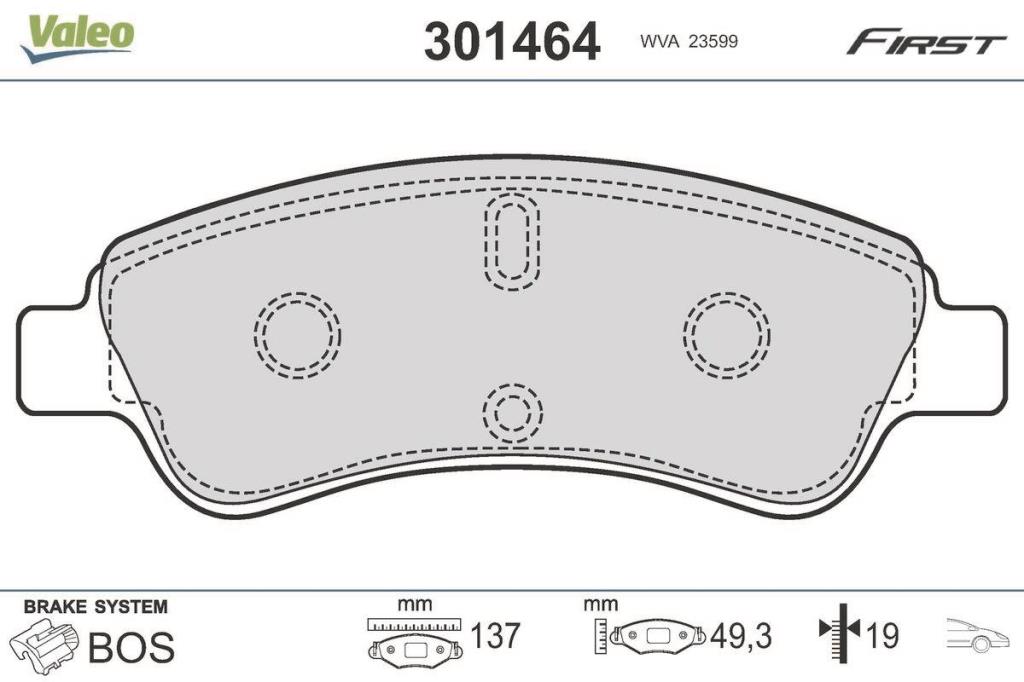 Jeu de 4 plaquettes de frein VALEO ref. 301464